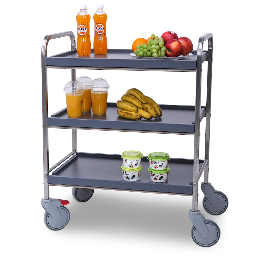 Servēšanas ratiņi Metos SET-70/3 Flat Pack, koka pelēks